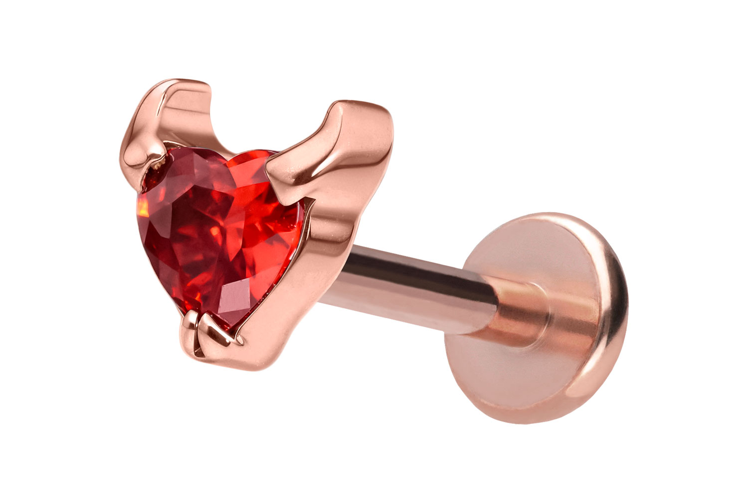 Titan Labret Piercing mit Push Fit TEUFELSHERZ